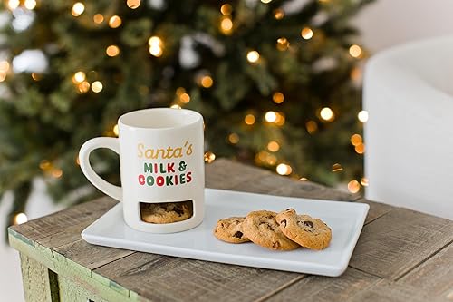 Miniatura 2 de Pearhead Taza de café de Navidad de Santa Milk & Cookies, con ranura para galletas, decoración del hogar, apta para microondas y lavavajillas, taza