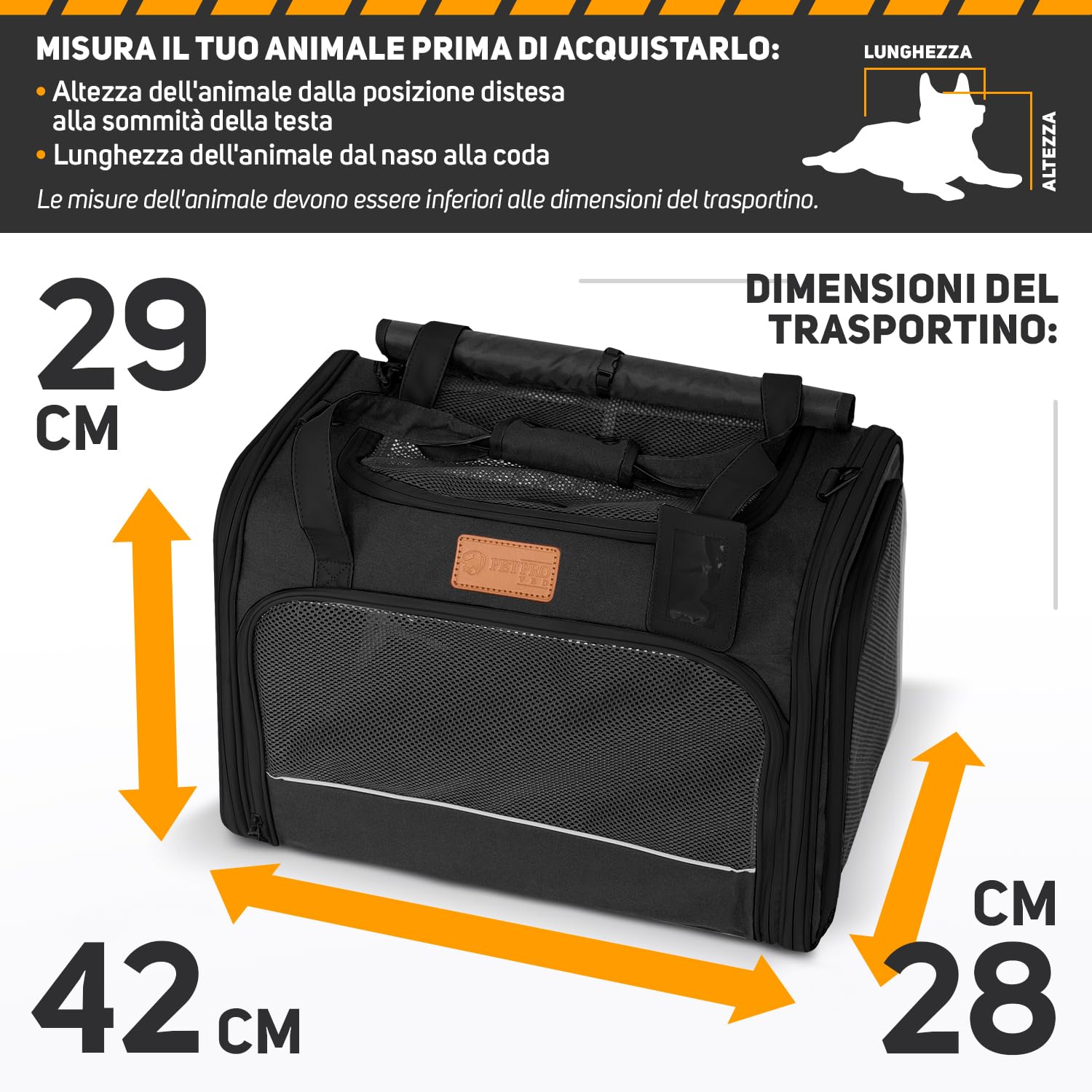 Trasportino Gatto Trasportino per Cani Taglia Piccola Media Trasportino Gatto Grande Trasportino Cane Auto Trasportino Gatto Morbido Per Cani Borsa Trasportino Gatto M (Nero 42 x 29 x 28 cm)