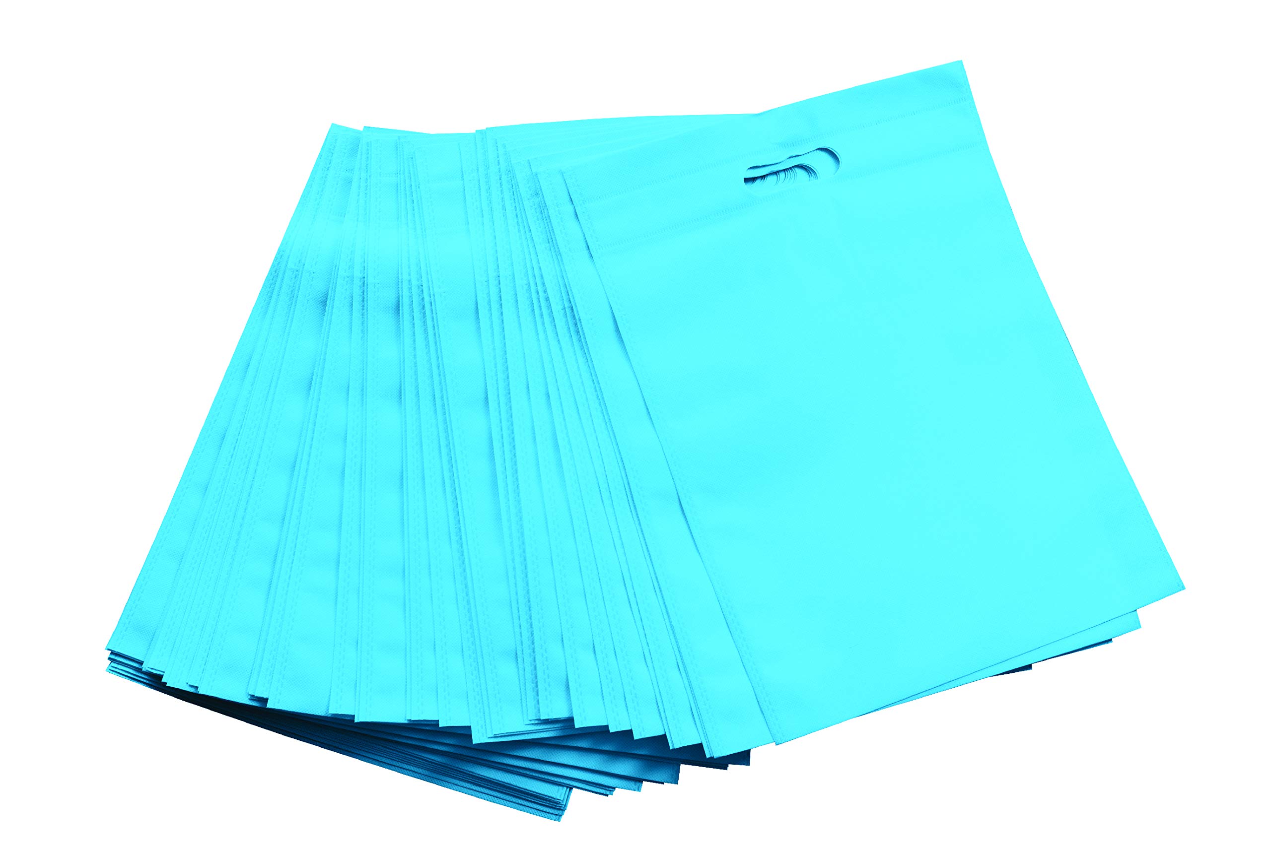 Krupa Enterprise 10x14 Inch Sky Blue D-Cut Cloth Carry Bag Pack of 50 | Eco Friendly Handle Shopping Bag | Reusable Gift Daily Use | Lightweight Durable Grocery Tote | Business Retail Bulk