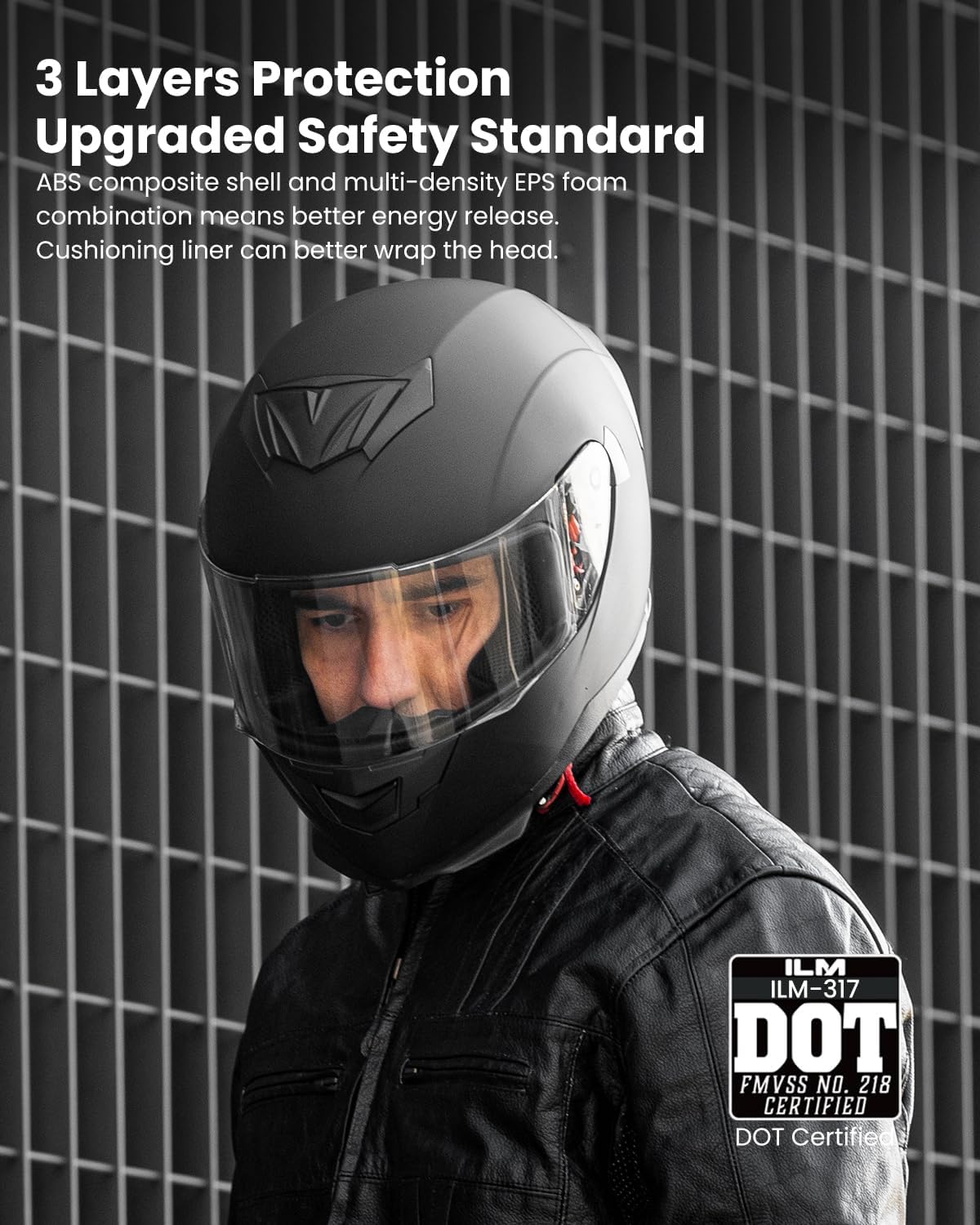 ILM Full Face Motorcycle Helmet for Motocross Street Bike DOT Certified 2 Visors Model-317(Matte Black, L) - Image 2