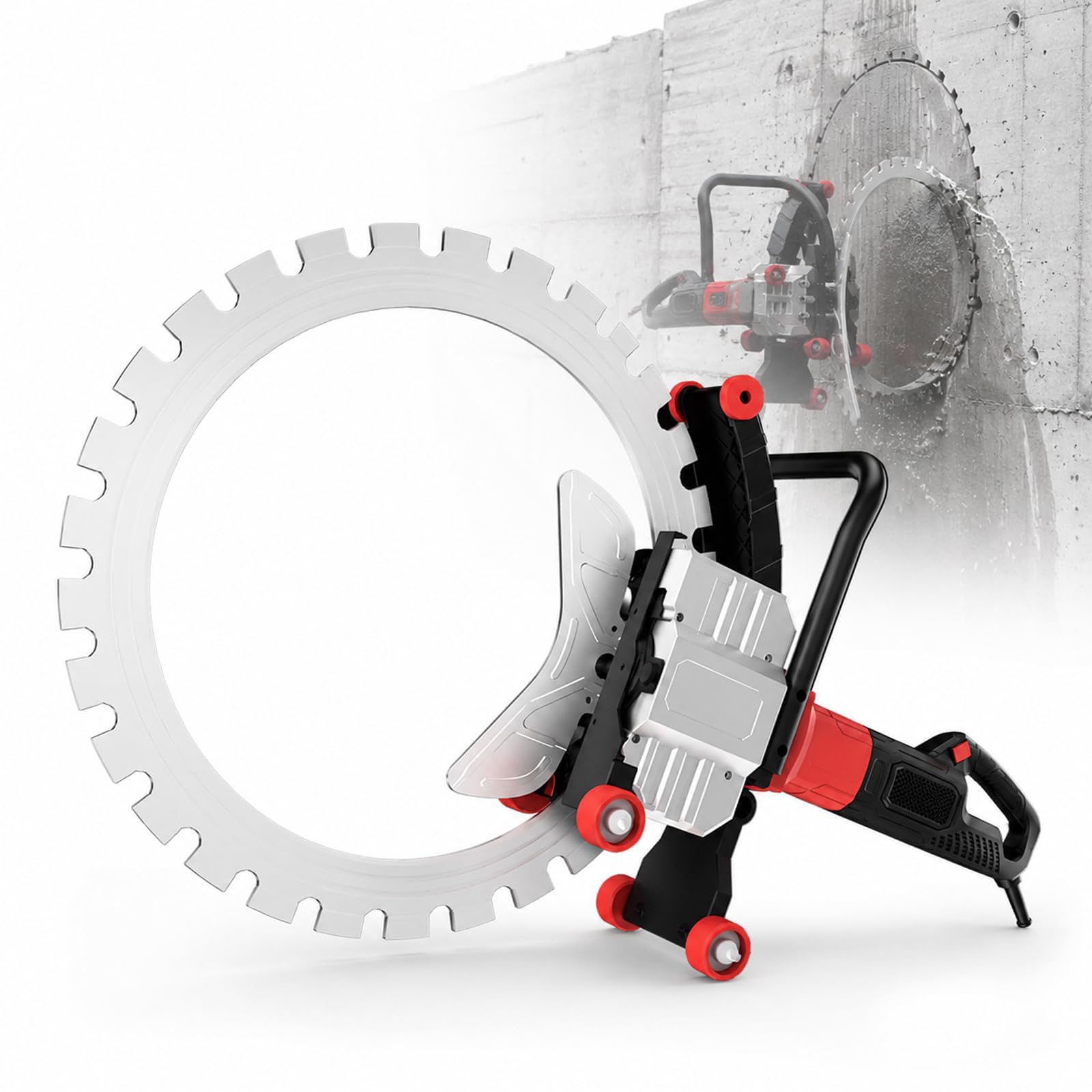 Cortadora Eléctrica De Hormigón De 9800 W, Profundidad De Corte De 30 Cm, Mango Ergonómico Antideslizante, Sierra De Anillo Ajustable para Cortar Paredes De Hormigón, para Granito, Piedra Y