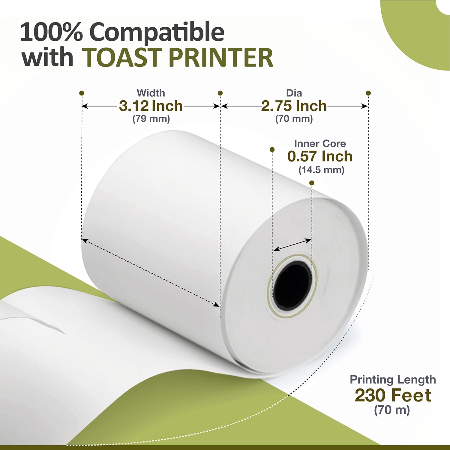 Thermal Printer Paper Roll Compatible for Toast TP200 Printer