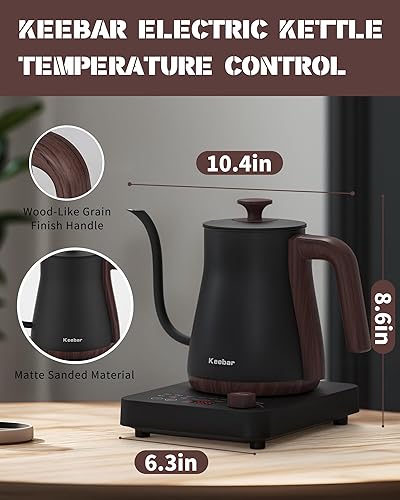 Miniatura 7 de Hervidor eléctrico, hervidor eléctrico de cuello de cisne con 6 ajustes preestablecidos de control de temperatura y pantalla LED, 0.8L27.05 onzas,