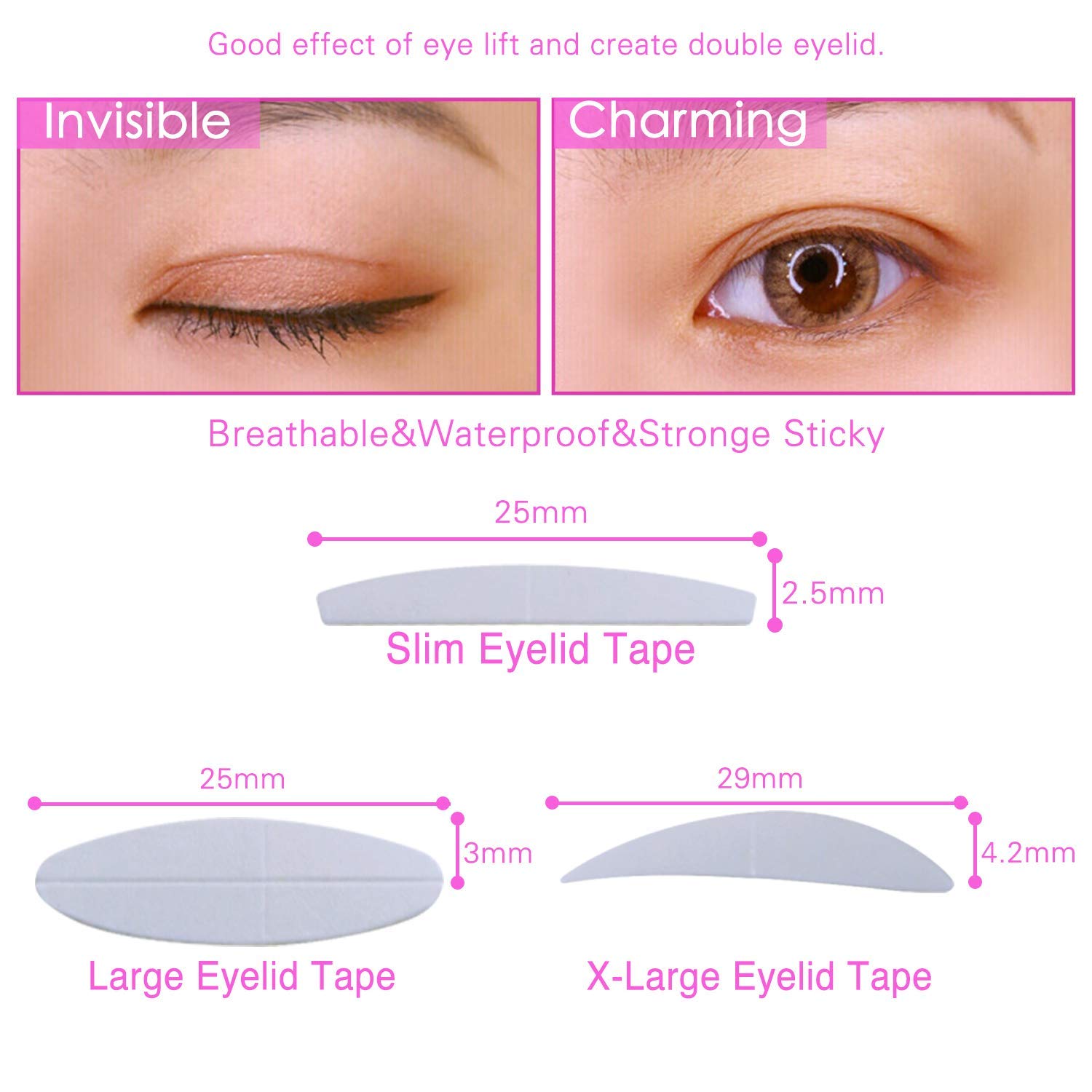 3 Pack Invisible DoubleSide Sticky Eyelid Tapes Stickers, Medicaluse