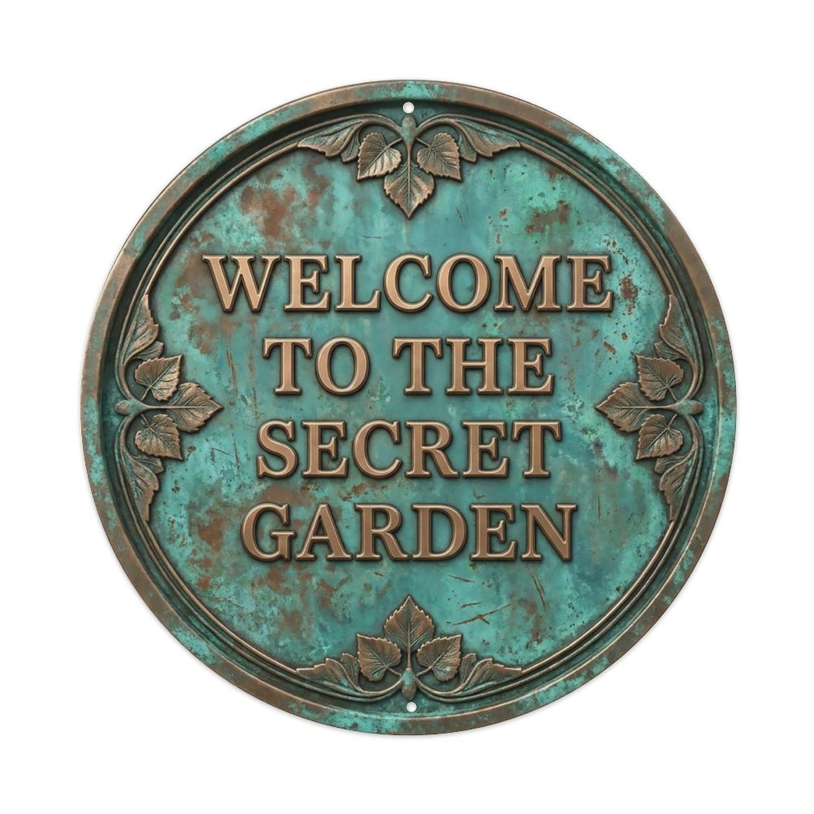 Vintage Welcome Secret Garden Leafy Poplar Metal Tin Sign