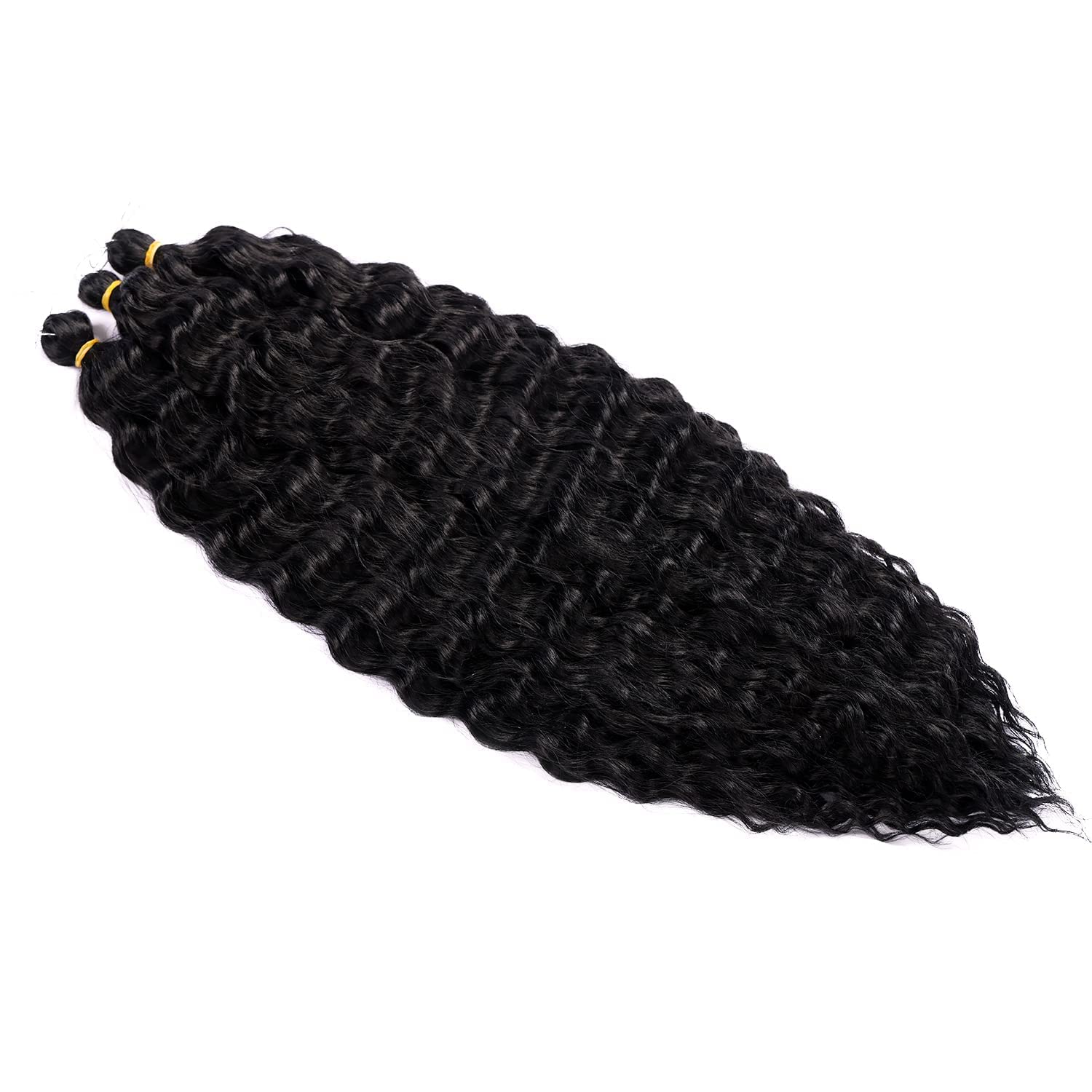 Ocean Wave Crochet Hair Extension 18 inch Curly Crochet Hair 6packs Deep Wave Crochet Hair Extensions for Women #1B Natural Black