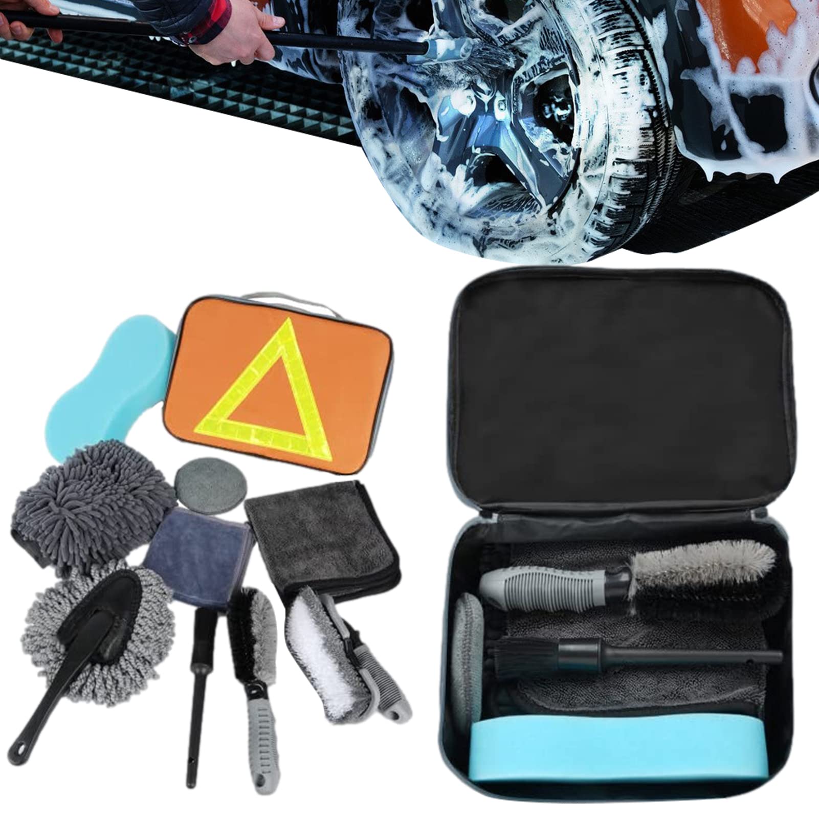 delr 2 Kit per la Pulizia 'Auto | Spazzole per Dettagli Car Detailing | Camion per motociclette Tutti Gli Strumenti per la Pulizia e Parti di Automobili 10 Pezzi, Uffici per Pneumatici da Cucina