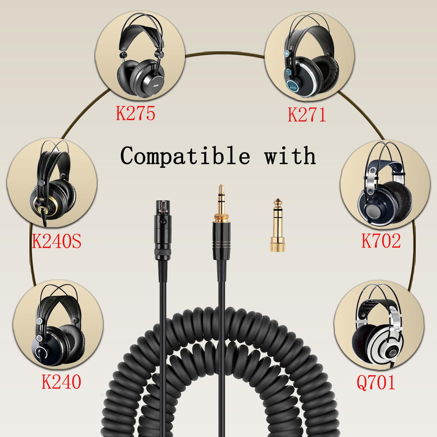 Amazon.com: Fezzlo K702 Audio Cable Coiled Aux Cord Replacement