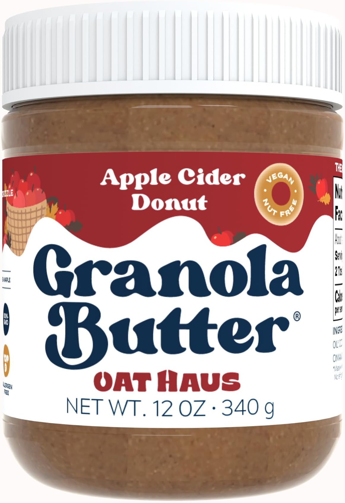 Oat Haus Apple Cider Donut Granola Butter | Peanut-free, Almond (Tree-Nut) Free, & School-Safe (Top 8 Allergen Free) | Cookie Butter Alternative