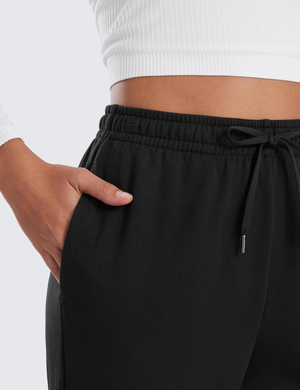 CRZ YOGA Fleece Sweatpants Women Cotton Joggers High Waisted Lounge Casual Travel Elastic Bottom Pants with Pockets - Image 4