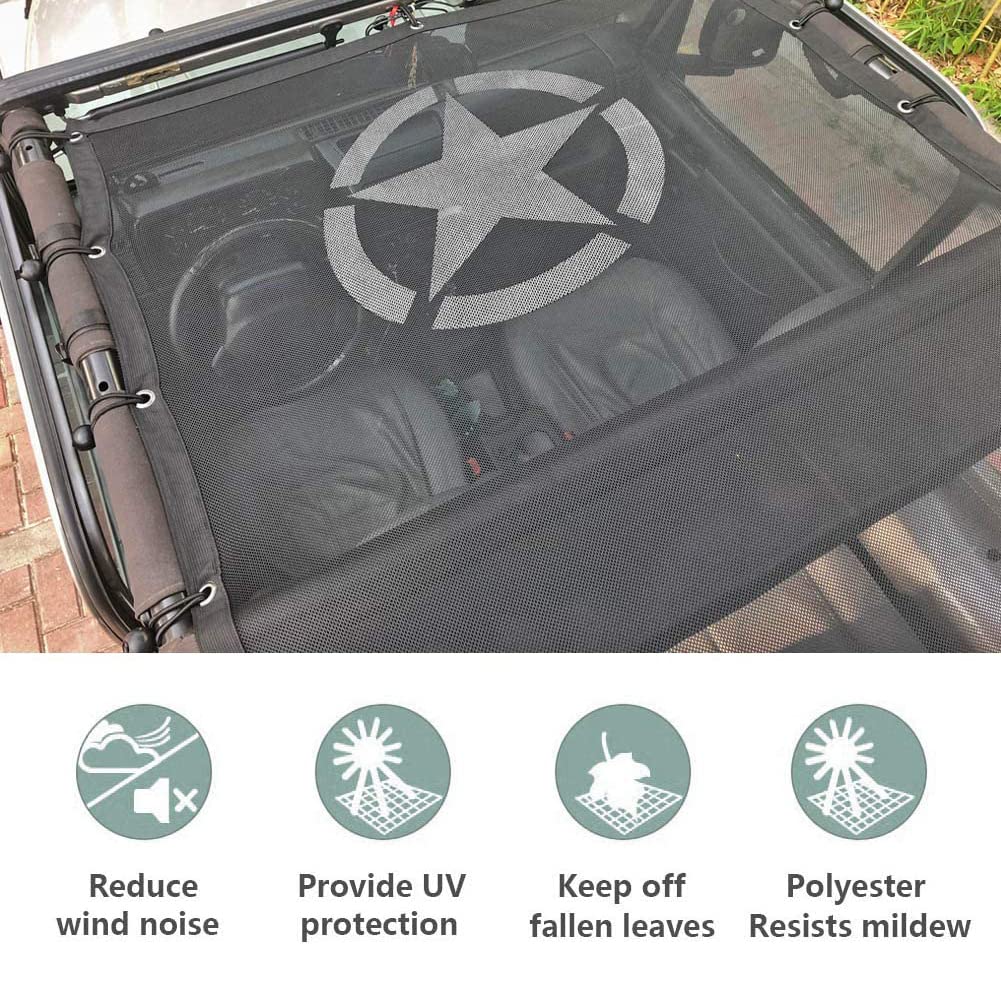 Strapazierfähiges Sonnenschutz-Mesh-Bikinioberteil, Netzabdeckung, UV-Schutz für Jeep Wrangler 1987–2006, YJ TJ-Zubehör, 5-Sterne-Stil