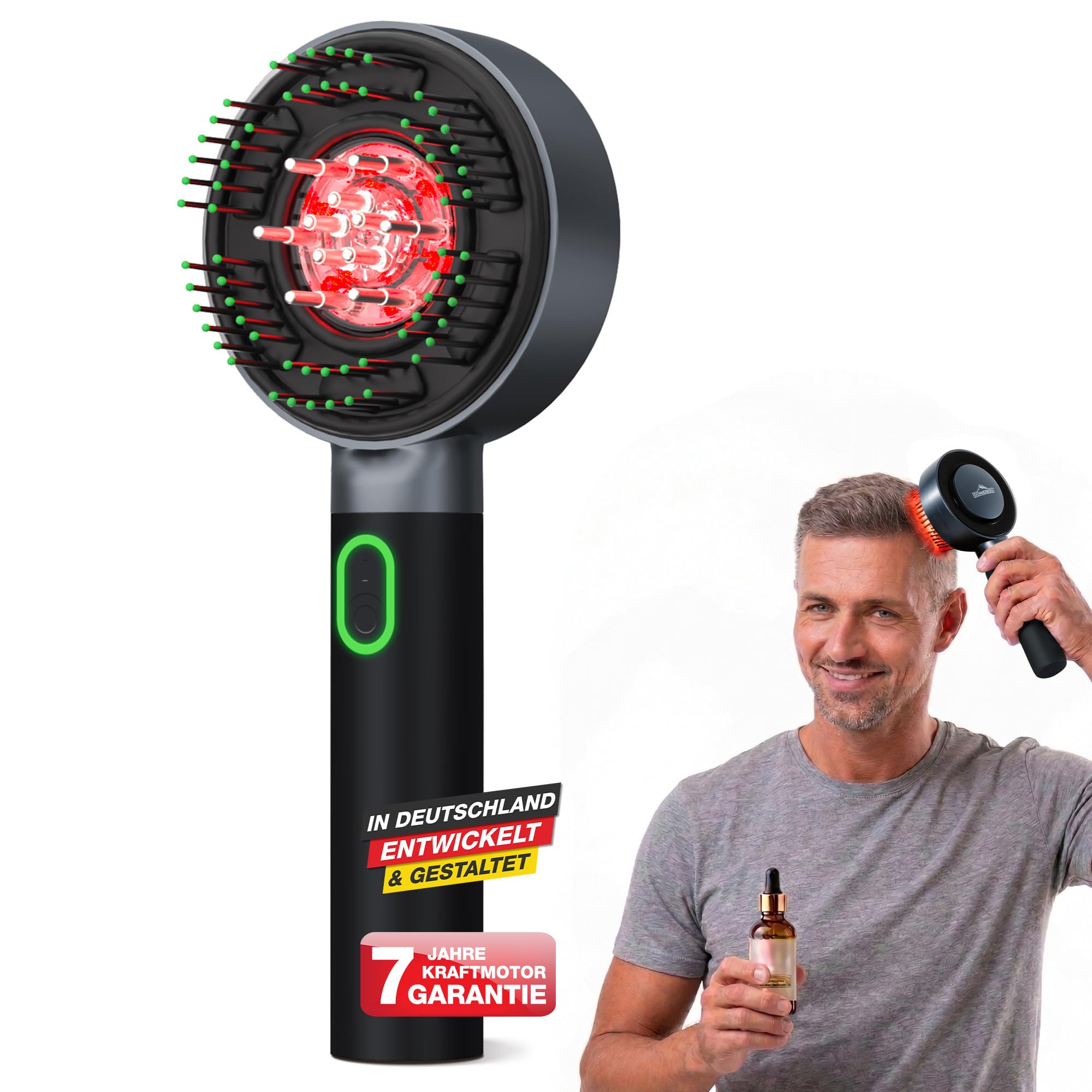 DONNERBERG® MIO Kopfmassagebürste mit Rotlicht gegen Haarausfall, Kabellos