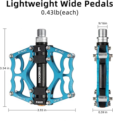 Miniatura 4 de ROCKBROS Pedales de bicicleta de montaña Pedales MTB CNC antideslizante ligero aleación de aluminio Pedales de bicicleta rodamientos sellados