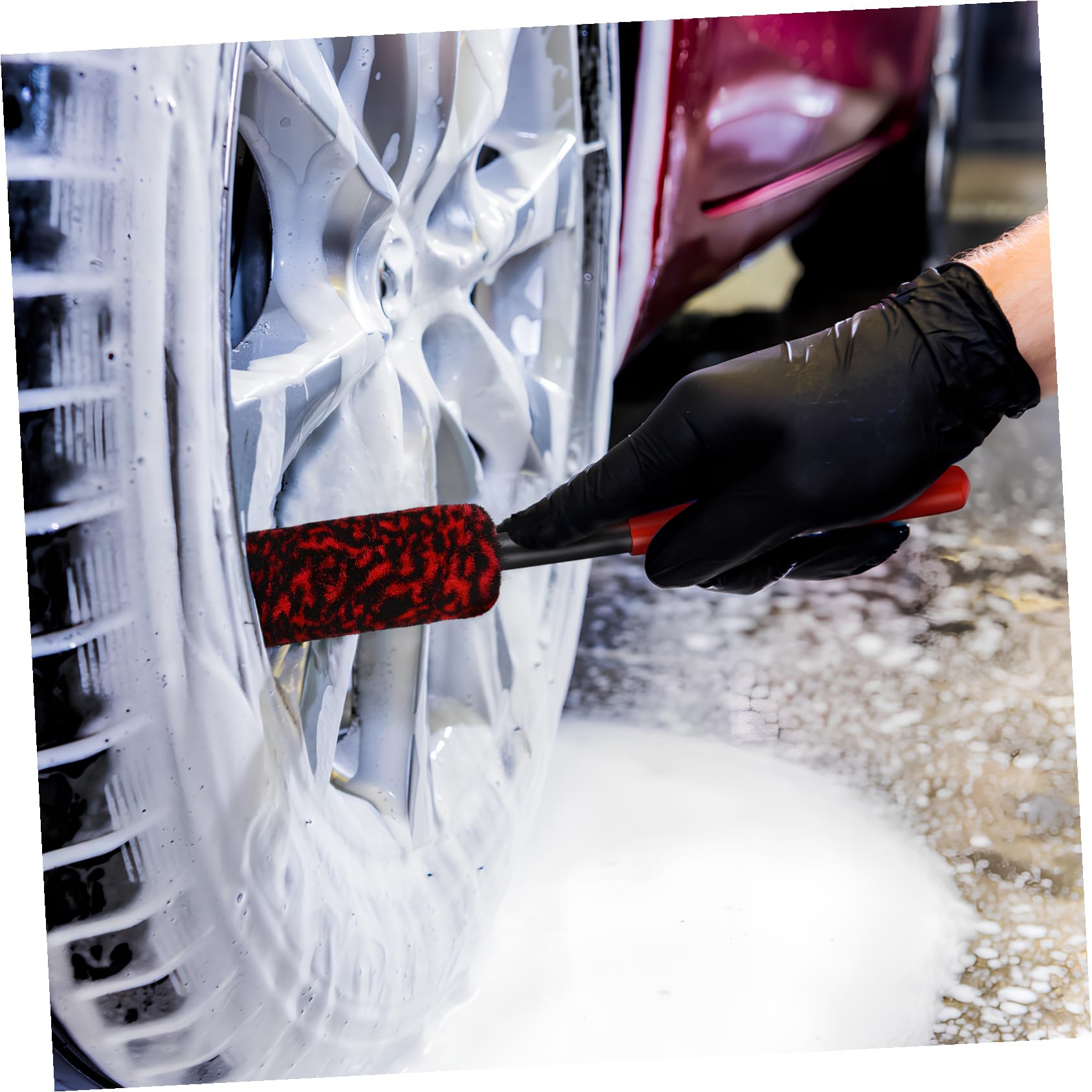 UPKOCH 3 Pezzi Spazzole per Pneumatici Auto con Testina Flessibile Spazzola Detailing per Cerchi e Ruote Pulizia Auto Senza Spruzzi Adatto Tutti i Modelli