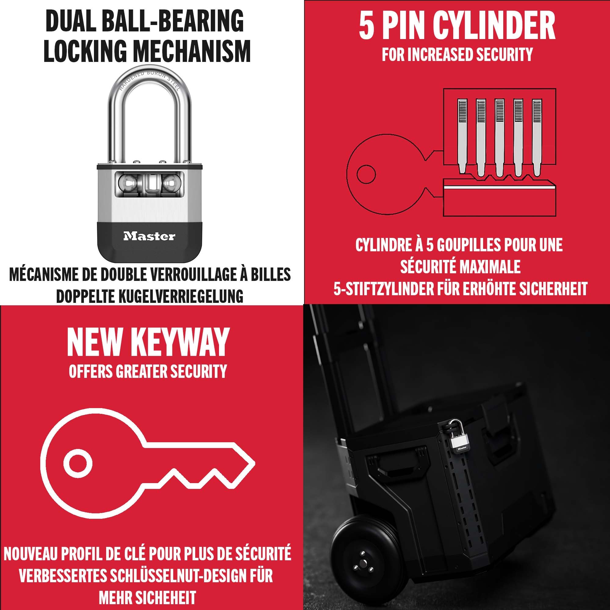 Master Lock Elite™ 45 mm kłódka, pałąk 38 mm (Opak. 3)