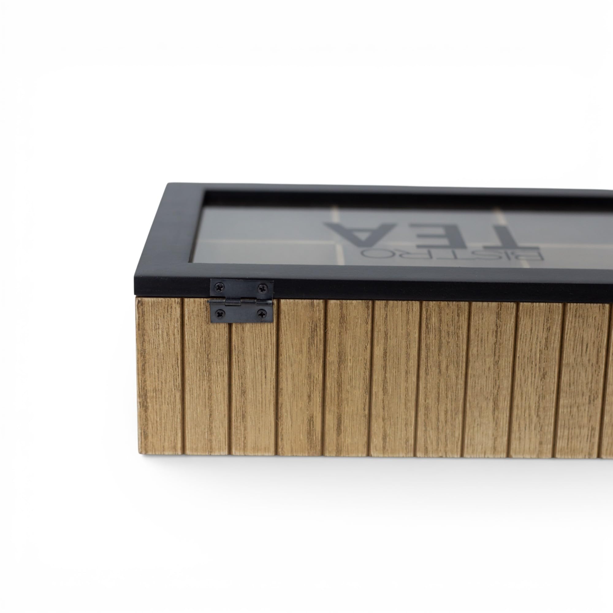 Pincho Organizer für die Küche, Teebox, Teebox mit 6 Fächern, Deckel mit transparentem Fenster, sortierte Teebeutel, Holz, 24 x 16 x 8 cm