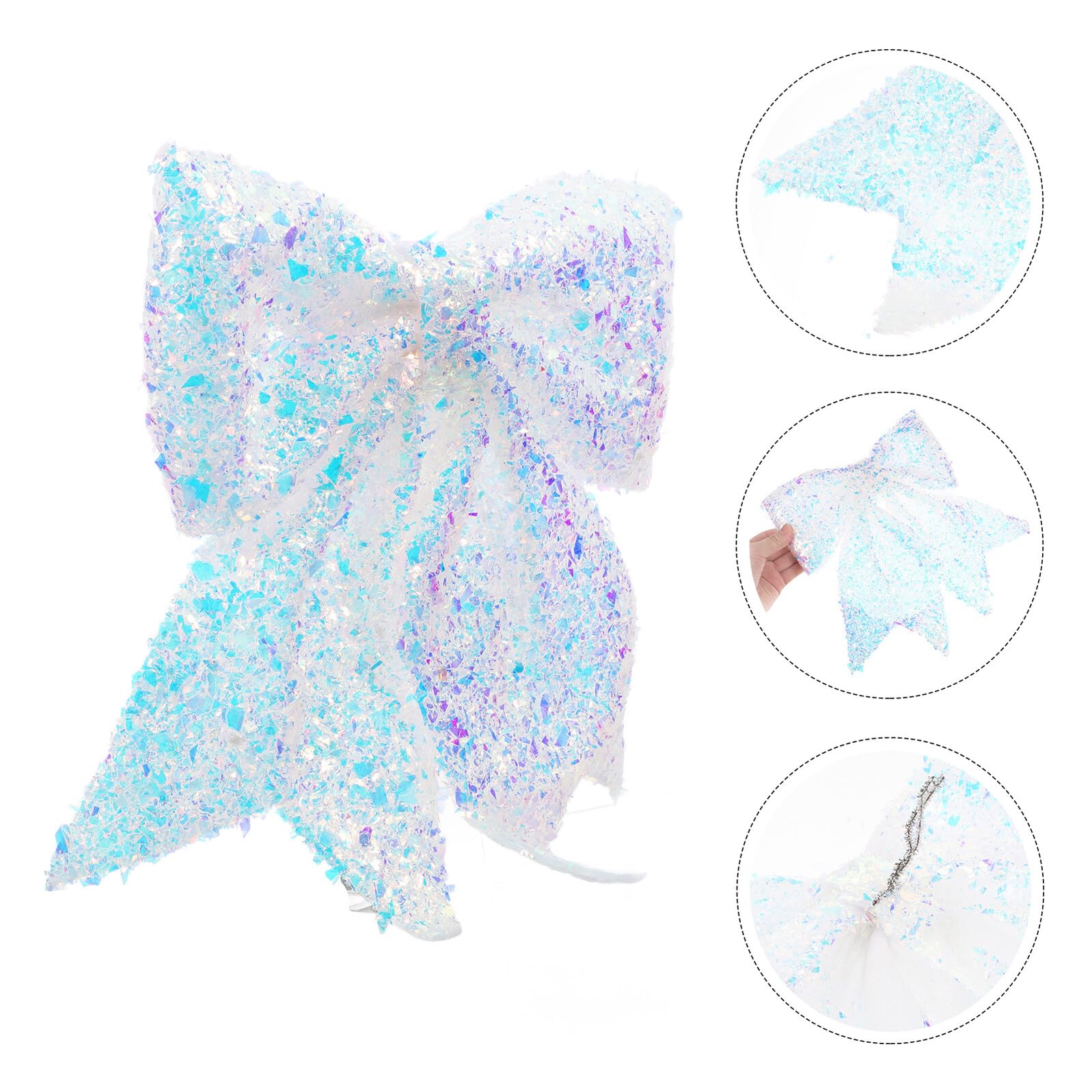 OUNONA Nœuds Décoratifs en Coton Perlé Blanc Scintillant Grand Nœud en Forme de Ruban Suspendu pour Sapin de Noël Ornements de Décoration Festive Réutilisables pour Couronne et Porte