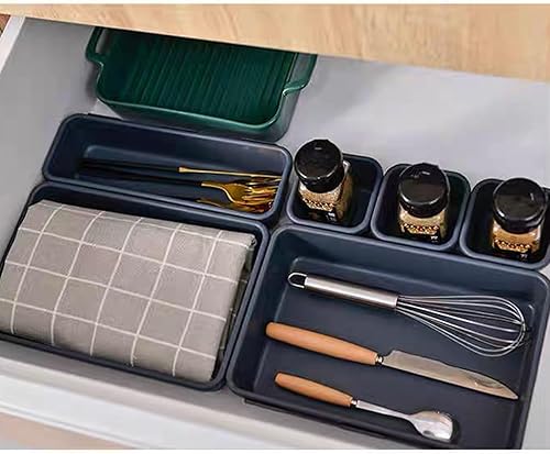 Miniatura 4 de 8 PCS Clear Plastic Drawer Organizers Set, 3-Size Versatile Bathroom and Vanity Drawer Organizer Trays, Storage Bins for Makeup, Bedroom, Kitchen