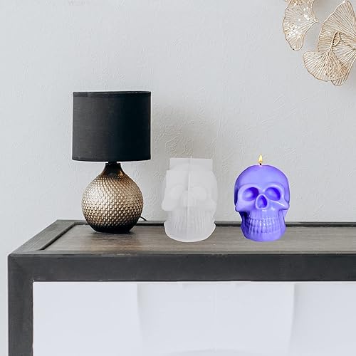 Miniatura 5 de ONNPNN Molde de vela de calavera 3D, molde de silicona con forma de calavera, moldes de cera de yeso de aromaterapia de esqueleto, moldes de