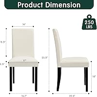 Vista 2 de CHUN YI Upholstered Dining Chairs Set of 4, Fabric Dining Room Chairs with Solid Wood Legs, Modern Parson Chairs for Kitchen, Restaurant, Hotel