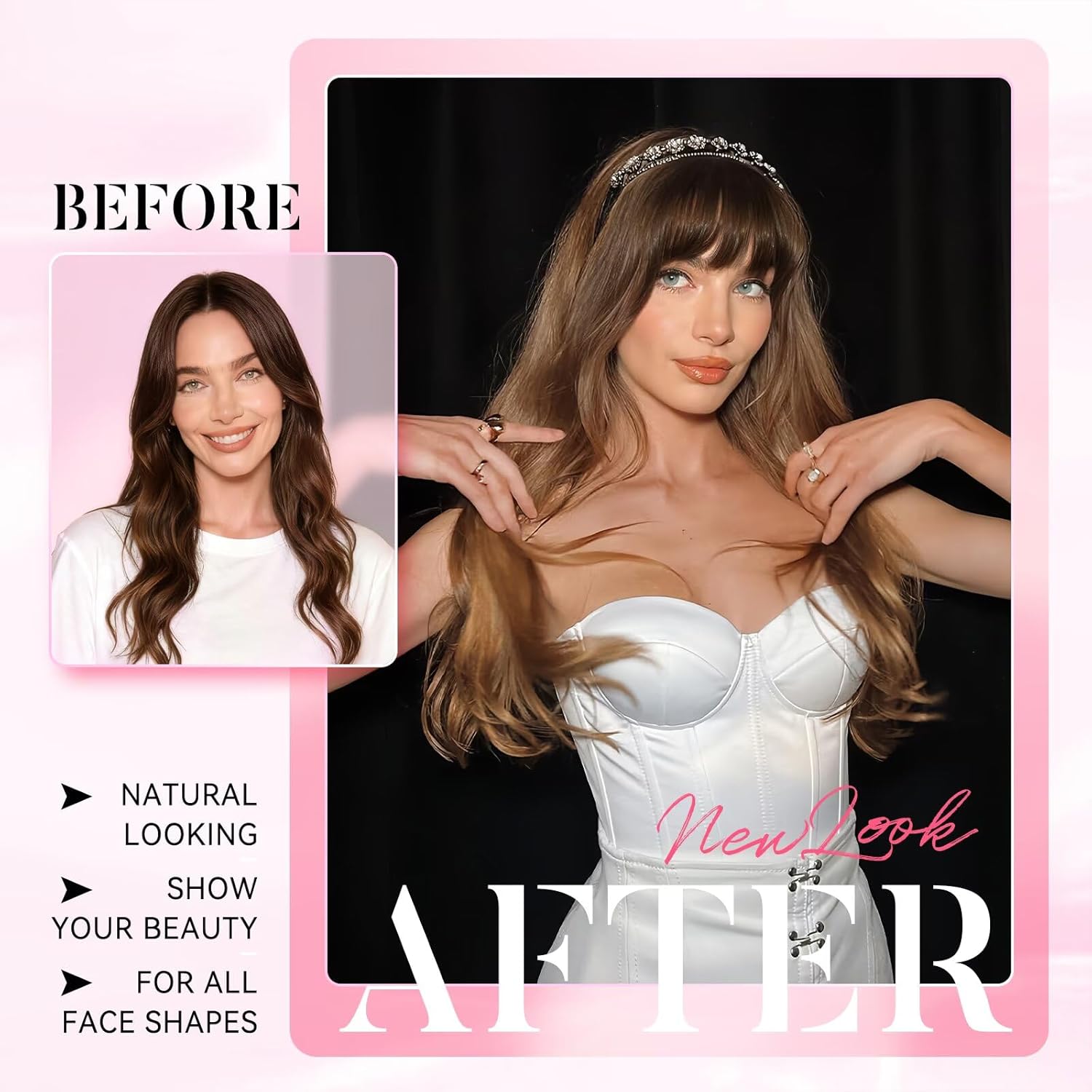 Clip in Bangs Real Human Hair Brown Black Clip on bangs for Women French Fringe with Temples Curved Hairpieces for Daily Wear - Image 5