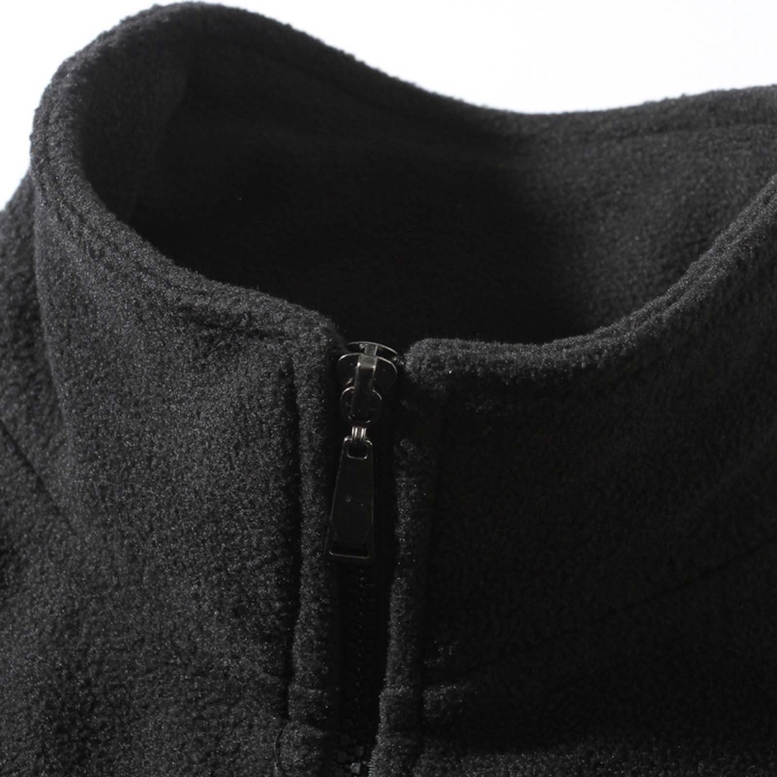 Generisch Tuta da uomo in pile con colletto alto, tuta da jogging in due pezzi, per sport e tempo libero, set di giacca con zip e pantaloni da jogging