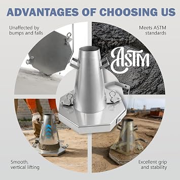Heavy Duty Concrete Slump Cone Test Kit ASTM Standard 12 x 8 | Concrete Slump Cone Test Kit, Ruler & Hexagonal Base Plate for Accurate Concrete Workability & Slump Testing on Job Sites