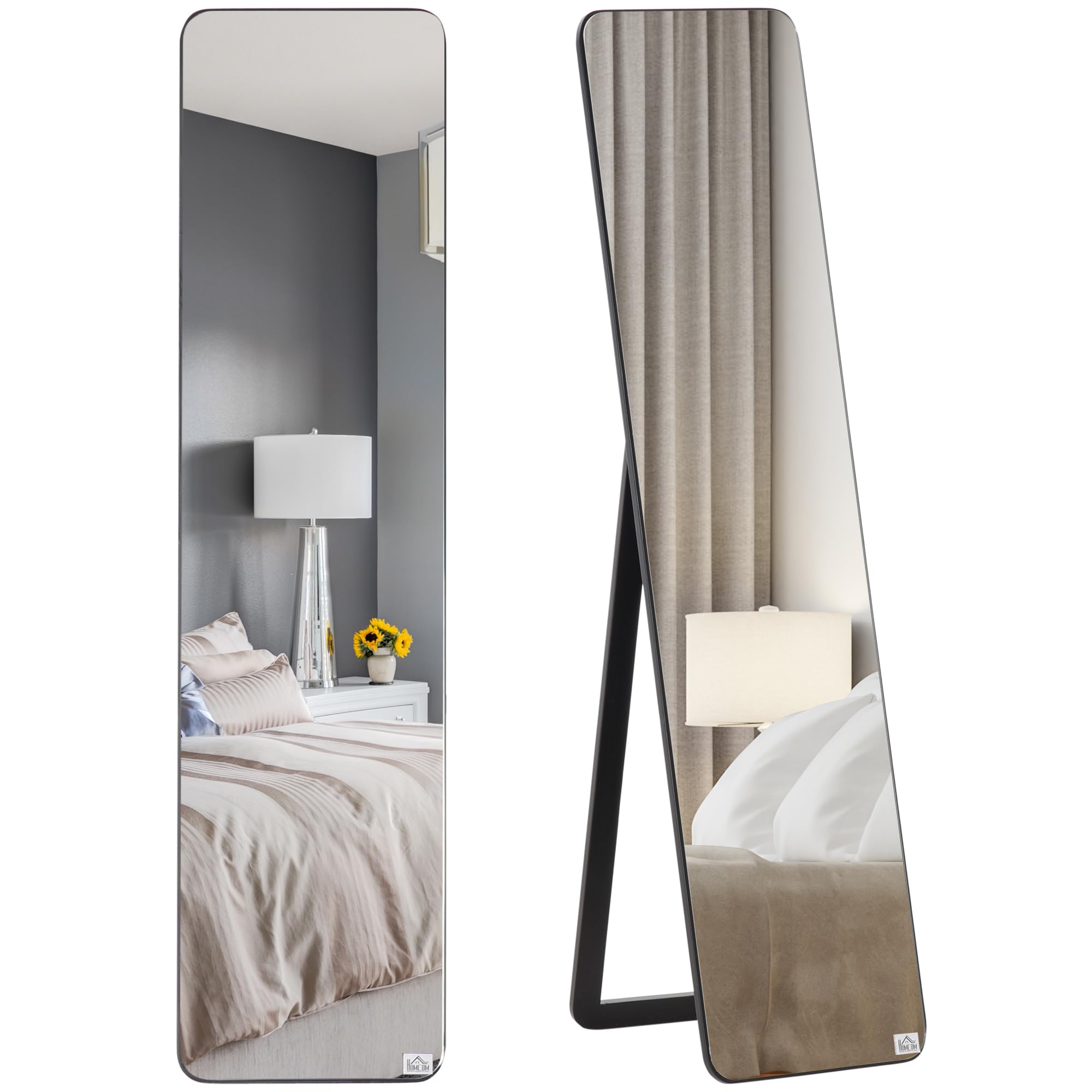 Miroir En Pied Grand Miroir De Sol Inclinaison Réglable Pour Dressing Chambre Dim. 47L X 46l X 148H Cm En Bois Blanc