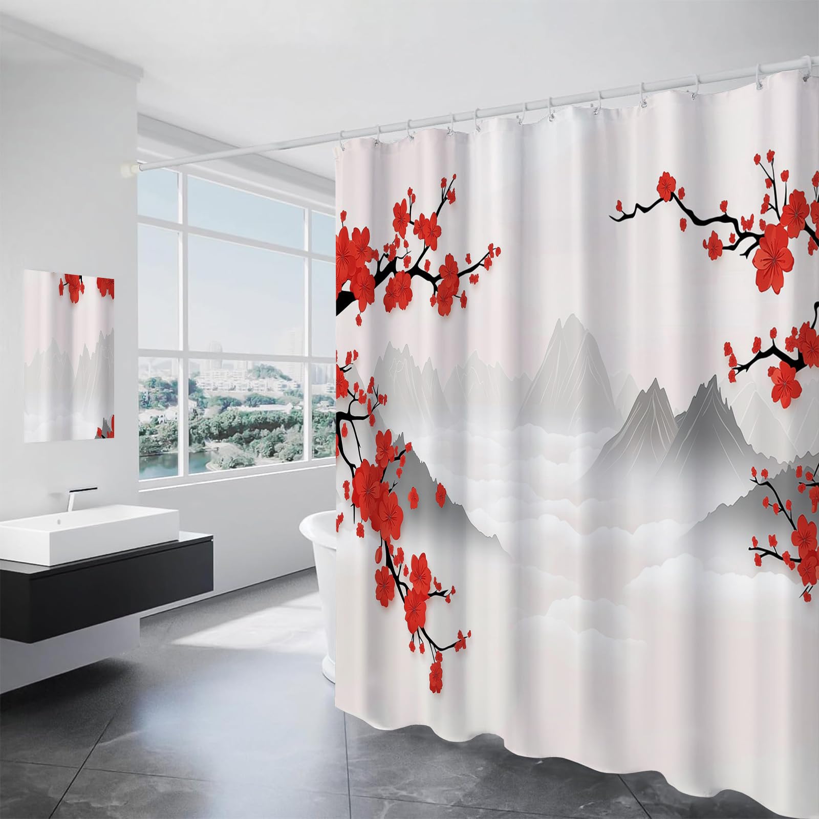 Rideau de douche tissu 180x180cm lavable pour baignoire et douche moderne