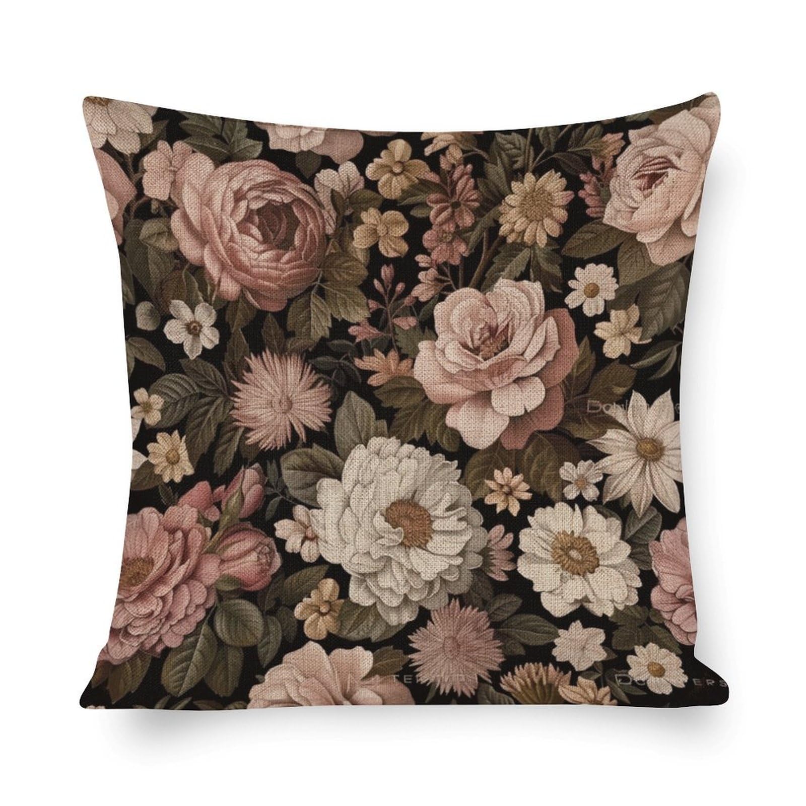 Throw Pillows for Bed Black Floral Blossom Flower Victorian Spring Pillows 20"x20" Vintage Shabby Summer Chic Farmhouse Decorative Throw Pillow Covers