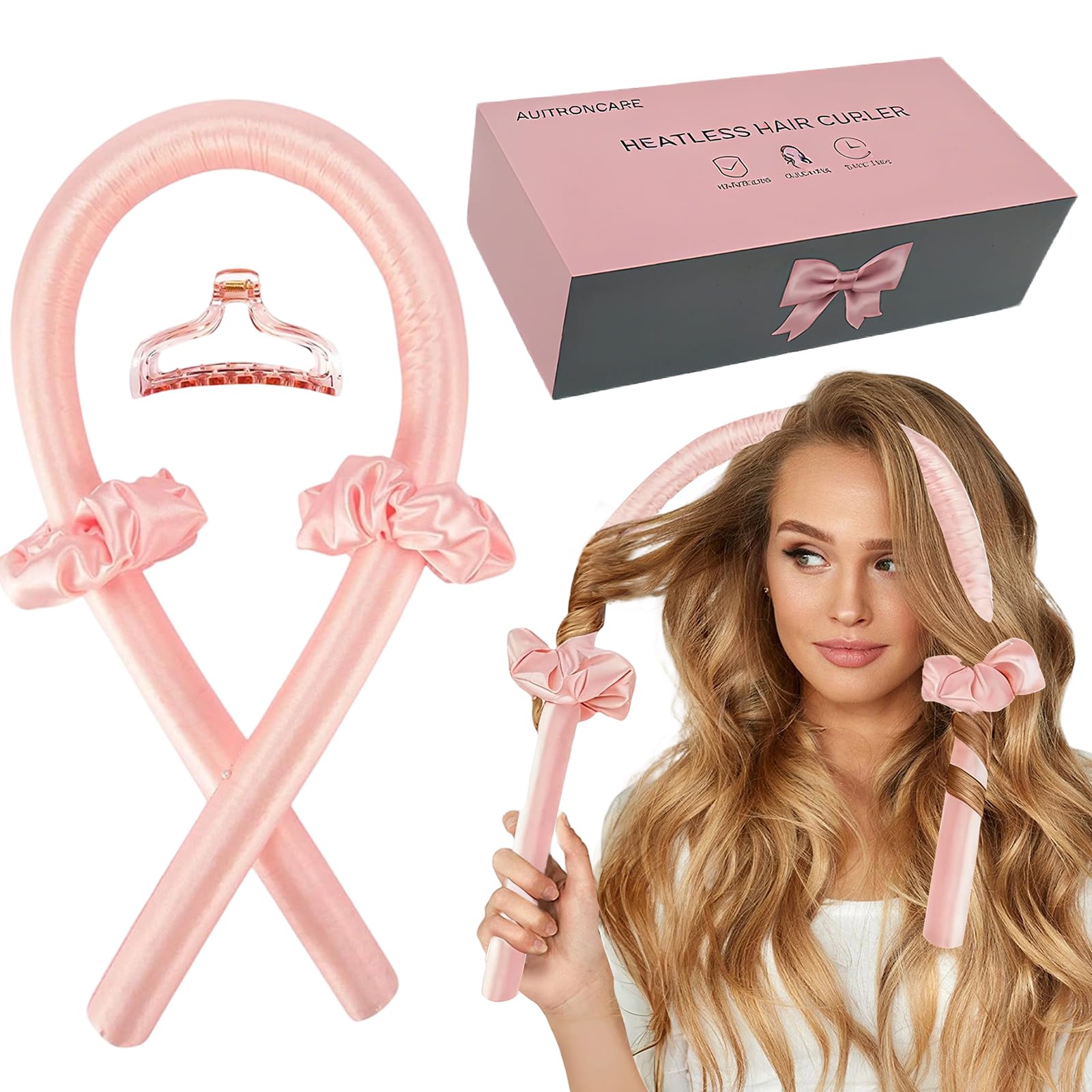 Photo 1 of AUITRONCARE Heatless Curling Rod Set (Pink)