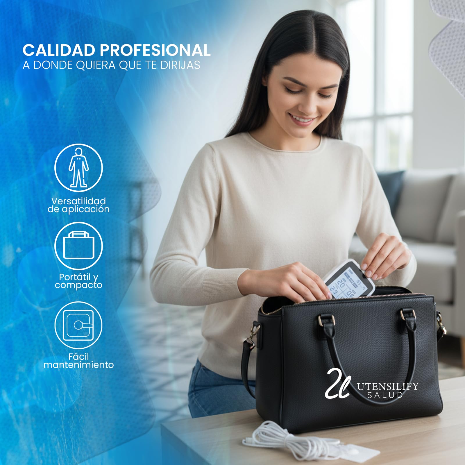 Electroestimulador Muscular UTENSILIFY® 3 en 1 TENS EMS Masaje | 36 Modos 20 Intensidades | 8 Electrodos | Alivio del Dolor y Recuperación | Recargable USB