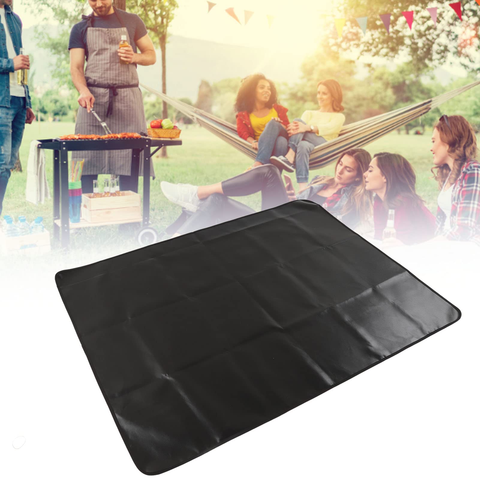 Grillmatten, doppelseitiges Silikon, feuerfest, wiederverwendbar, faltbar, Grillpads für Outdoor, Camping, Garten, Hof, Picknick (152x122CM Rechteck)