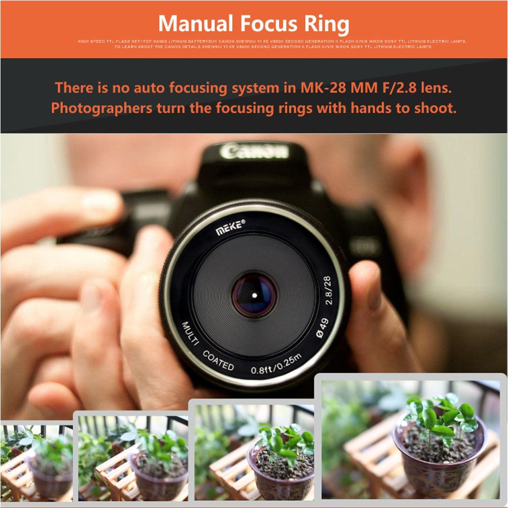 Meike 28?mm f / 2.8手動フォーカス固定レンズfor Sony Eマウントデジタルカメラ(nex3、3?N、5、5t、5r、6、7、a5000、a5100、a6000、a6100およ Meike 28?mm f / 2.8手動フォーカス固定レンズfor Sony Eマウント
