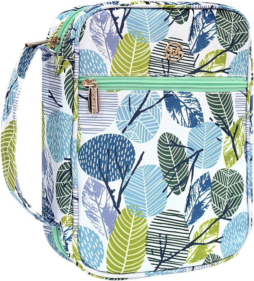 G-LEAF Bible Cover Case/Book Cover Floral Pattern with Handle Fits for Standard Size Bible,9.5x6.7x2.5 in