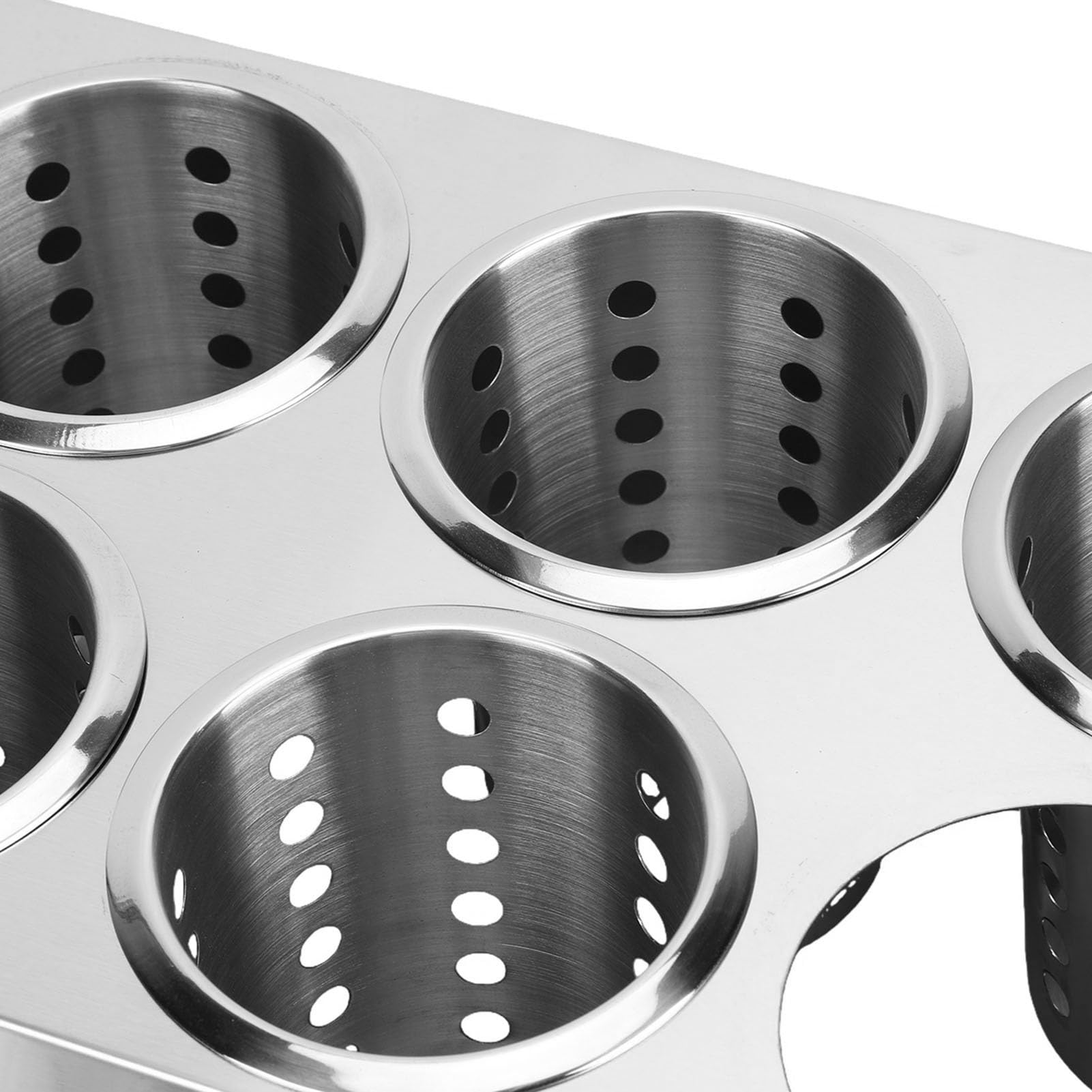Organizador de Cubiertos Cilíndrico, Soporte para Cubiertos de Acero Inoxidable, Diseño de Partición de 8 Compartimentos con Base Inferior Antideslizante para Almacenamiento