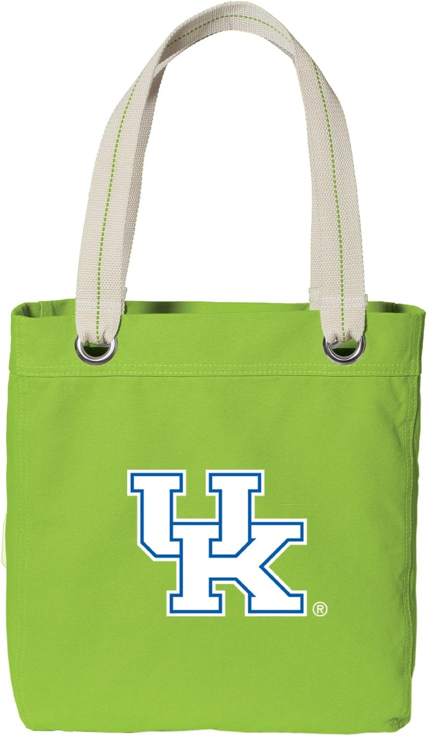 Broad Bay University of Kentucky Tote Bag RICH Dye Washed COTTON CANVAS FASHION LIME