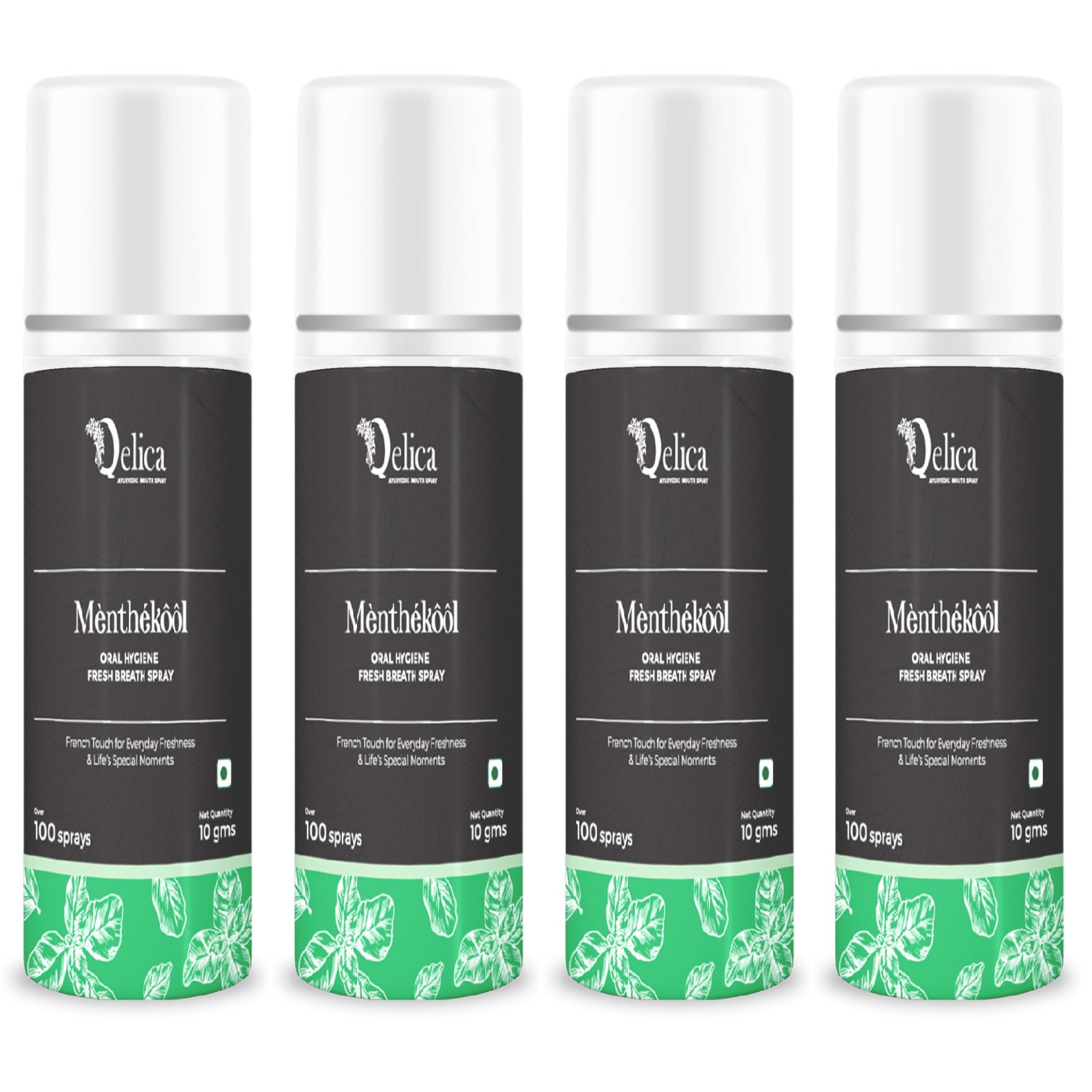 Qelica Menthekool French Touch Special Instant Mouth Freshener Spray, For Kissing Couple, Fresh & Bad Breath, Everyday Long Lasting Freshness 100+ Spray (10gm, Pack of 4) (B0D33G6S1B) Amazon Price History, Amazon Price Tracker