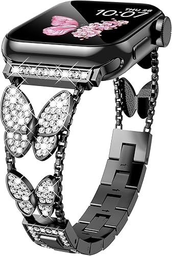 Hallen - Correa para Apple Watch de 1.496, 1.575, 1.614, 1.654, 1.732 pulgadas, 1.772 pulgadas, 1.772 pulgadas, pulsera de joyerĂa de mariposa Hallen - Correa para Apple Watch de 1.496, 1.575, 1.614, 1.654, 1.732 pulgadas, 1.772 pulgadas, 1.772 pulgadas, pulsera de joyerĂa de mariposa