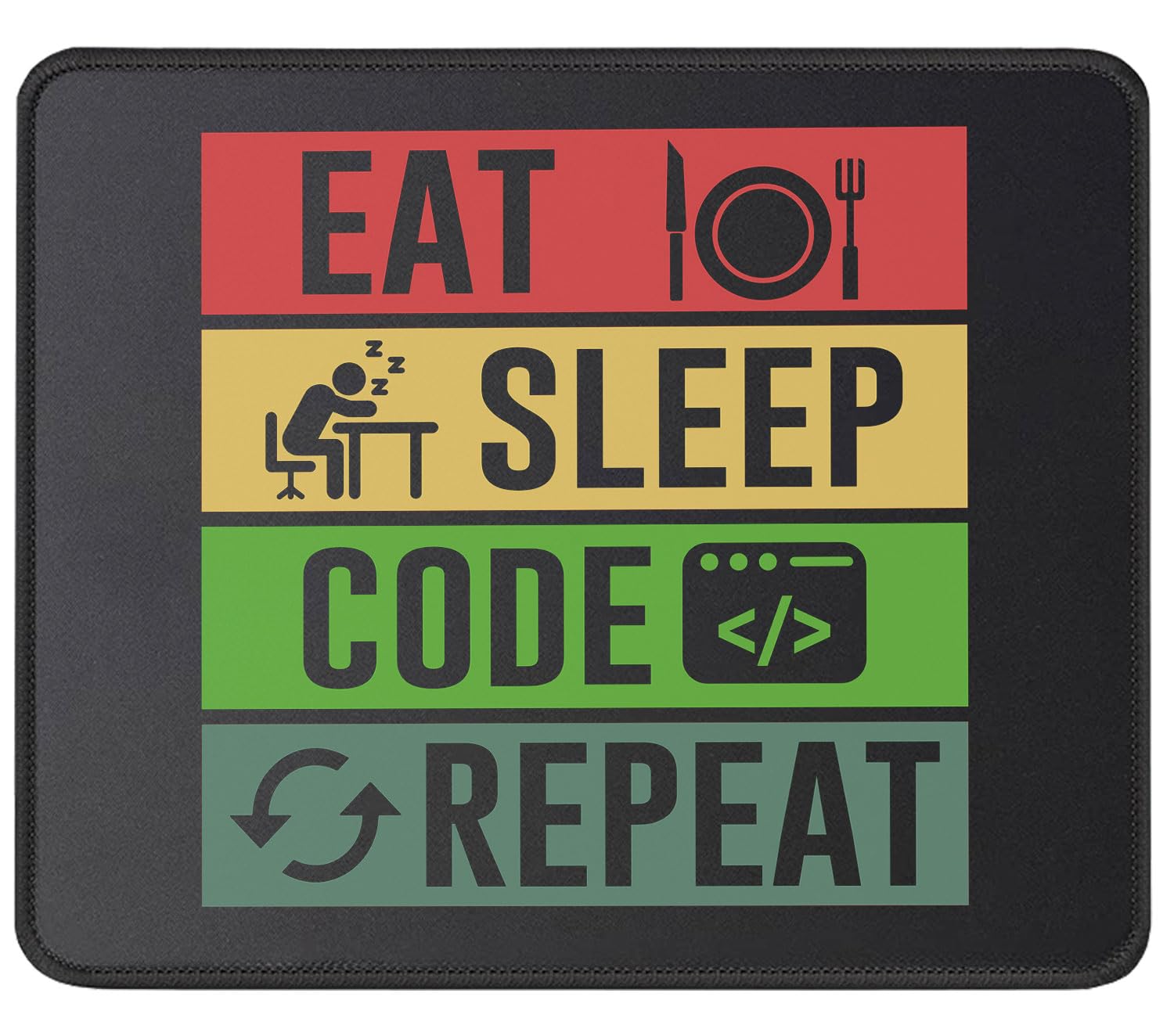 Eat Sleep Code Repeat Programmer Software Engineer Mouse Pad 9.5 Inch - Funny Quote for Computer Programming Coder IT - Coding Gift Mouse Mat
