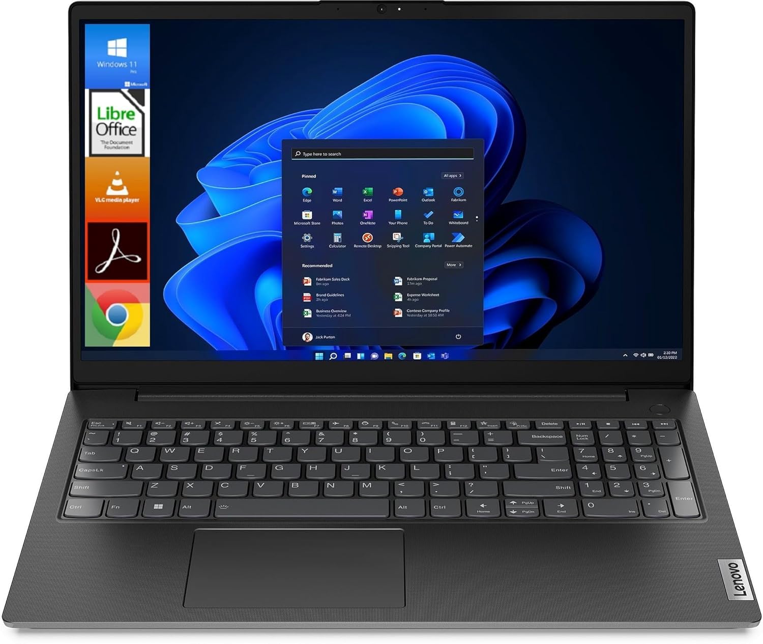 Lenovo, Notebook Pc Portatile, Intel i5 12Th Gen, Display Full HD 15,6", 16GB RAM DDR4 3200 MHz, 512GB SSD PCIe NVMe, Windows 11 Pro, Pronto all'Uso