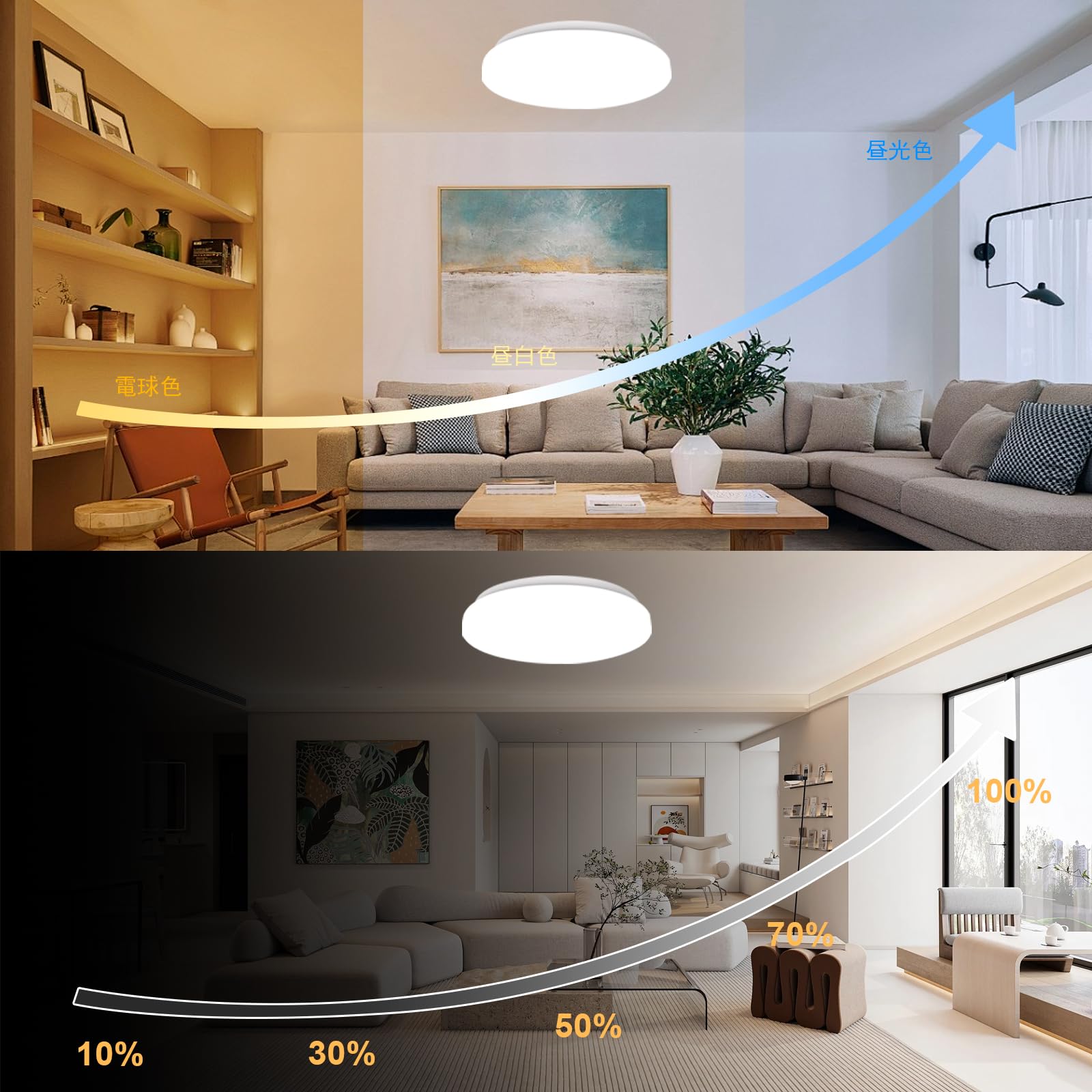 Amazon.co.jp : 46W LEDシーリングライト10-12畳 5601lm 11段階調光調