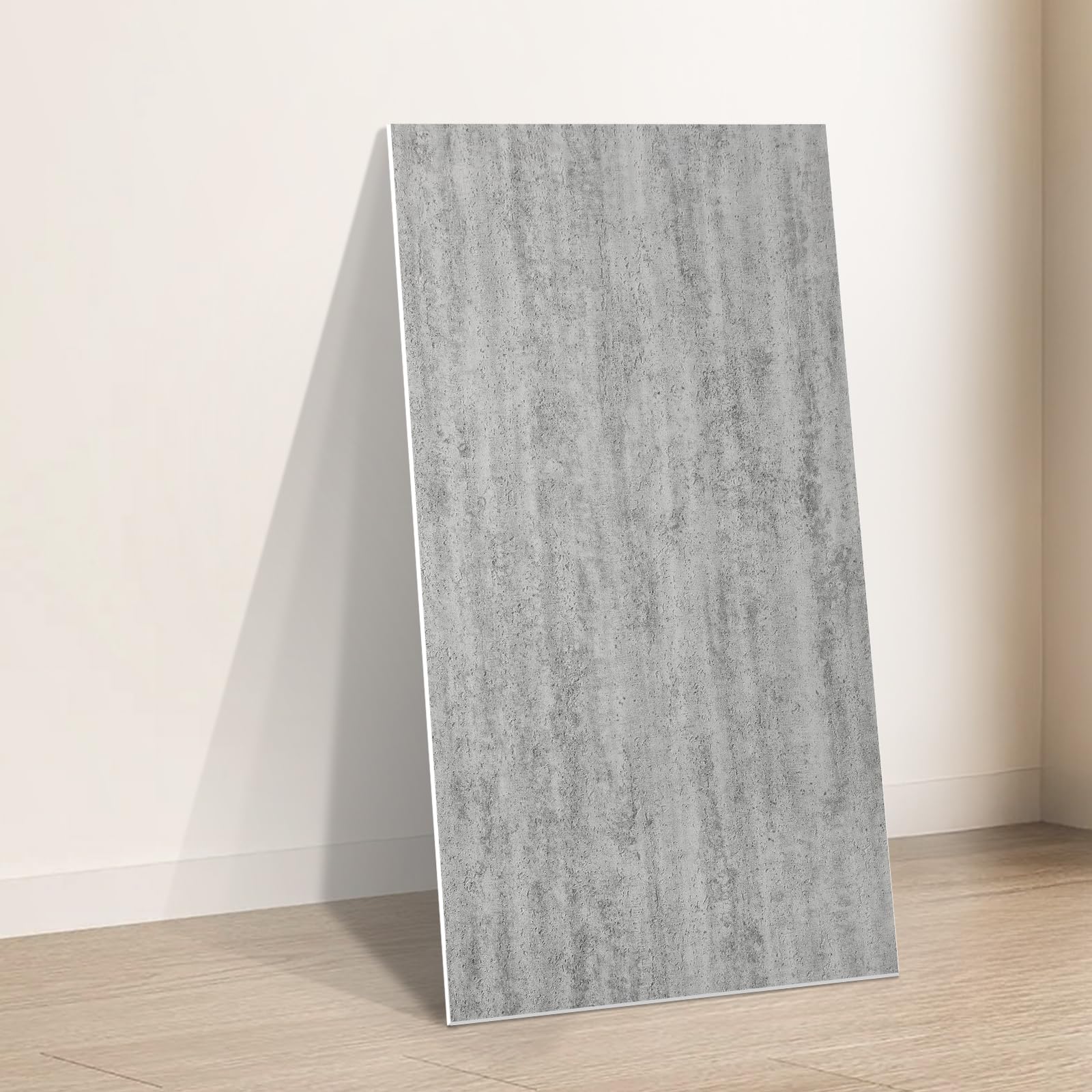 Takezuaa 30pcs Peel and Stick Wall Panels 30x60cm Self-Adhesive Travertine Wall Panels, 2.5mm Thick Waterproof Insulating Wallpaper for Kitchen, Living Room, Bedroom, Office - Cement Gray