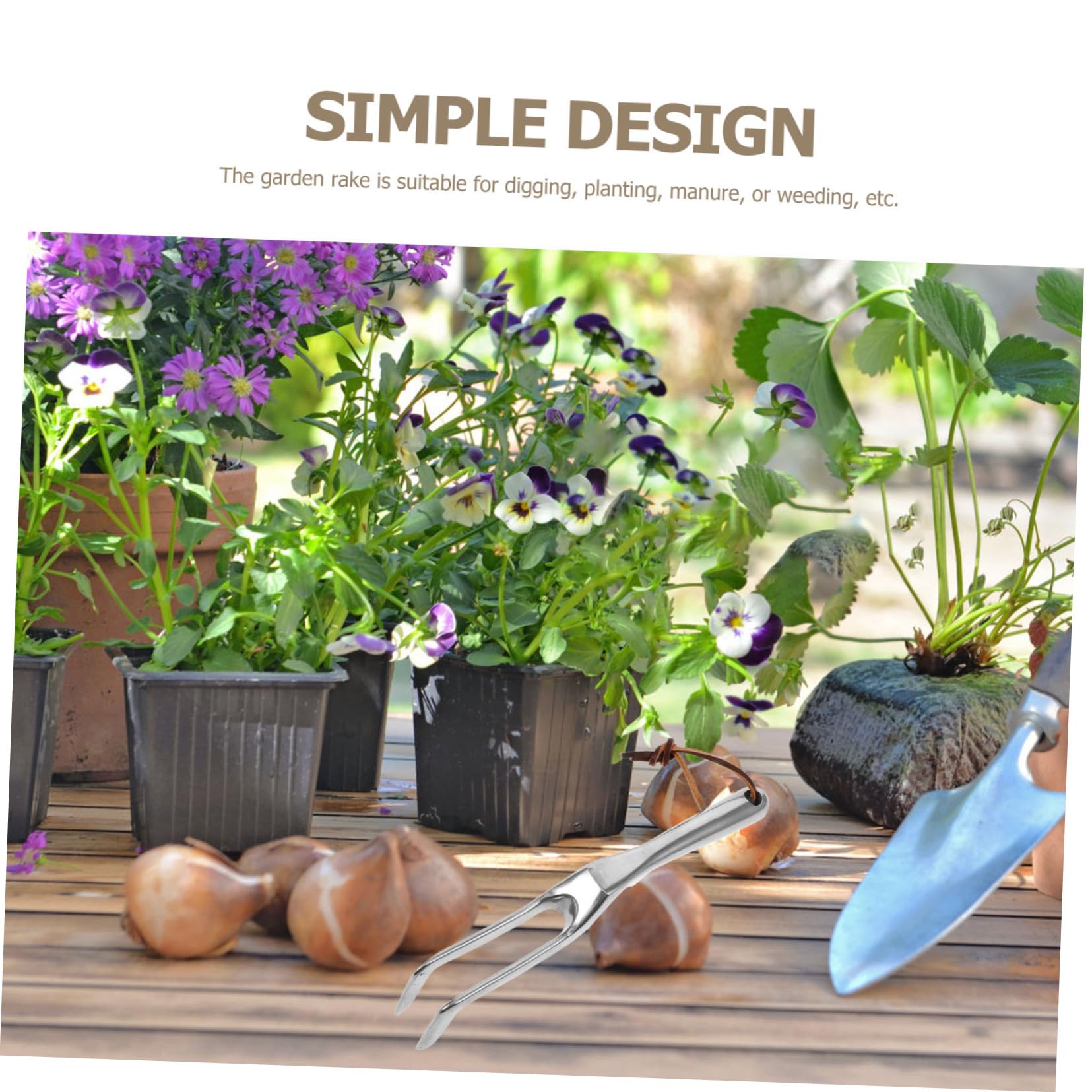 SHINEOFI Rastrillo Pequeño De 3 Piezas Rastrillo De Mano Rastrillo para Jardinería Recogedor De Setos Mini Herramienta para Desherbar Herramientas De Jardinería Rastrillo De Mango