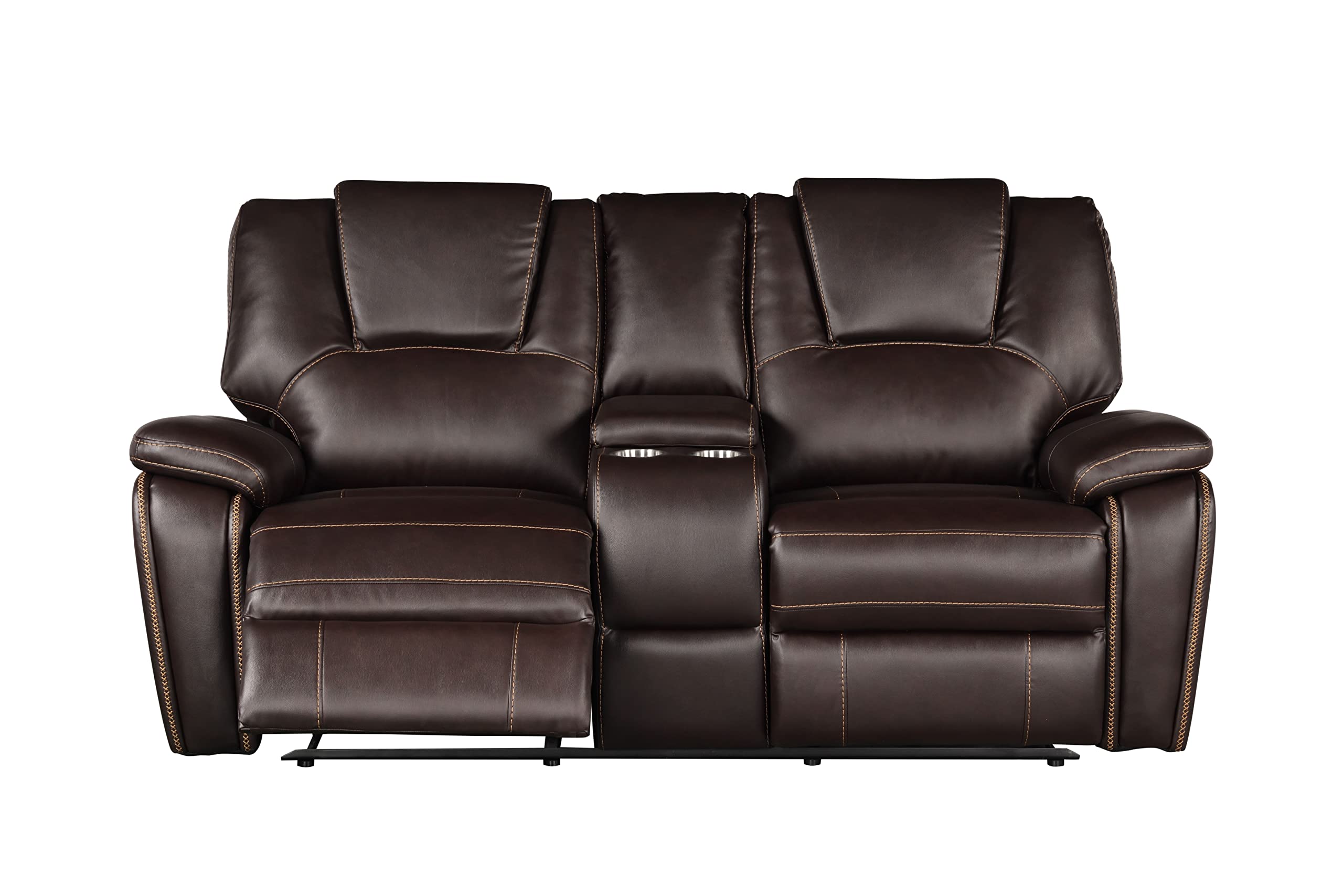 Tiokean 3 Pieces Living Room Furniture,Sofa+Loveseat+Chair,Reclining Couch for Home/Office,Brown view 3