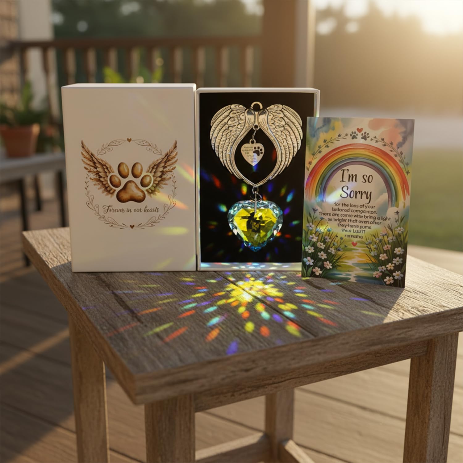 Memorial Sympathy Gift Box for Dog Loss - Pet Memorial Clear Crystal Ball Grief Suncatcher for Loved One, Thoughtful Dogs Remembrance, Rainbow Maker, Hanging Ball Prisms Gifts (Pet Suncatcher) - Image 6