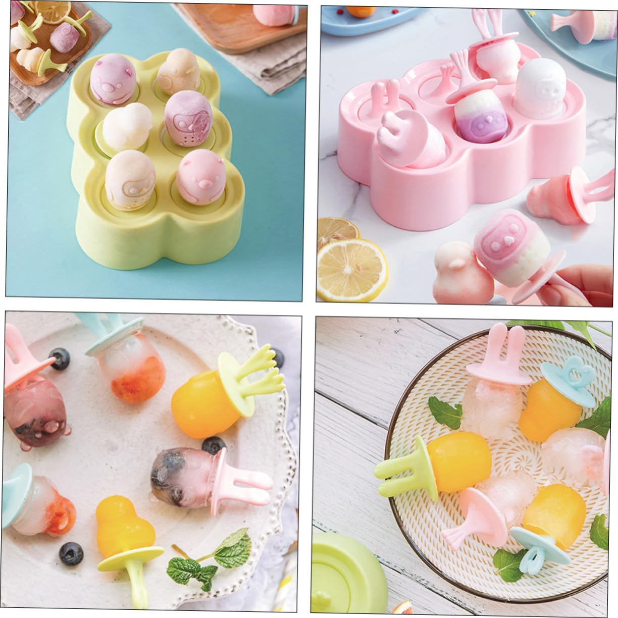 LABRIMP Moule à Glace en Silicone 4 Pièces, Motif Animal, Réutilisable et Facile à Nettoyer, Préparation DIY de Glaces Maison