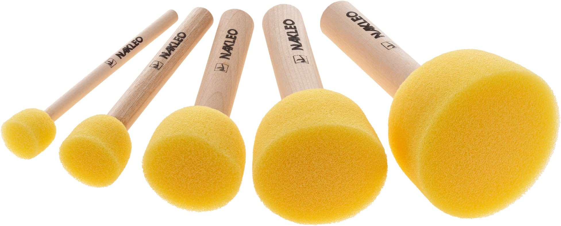 – 5 PCs Foam Stencil Stippling Brush Set - Sponge Stippler - 10-20-25-40-50 mm - 0.4, 0.8, 1, 1.6 and 2 inch - Wooden Handle Paint Craft Stenciling Art Wax Chalk Acrylic Paint