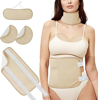 4 Pcs Castor Oil Pack Wrap Compress- Reusable Organic Castor Oil Packs for Liver Detox, Thyroid, Breast, Inflammation, Castor Oil Pack Kit with Adjustable Strap and Pocket (2Chest 1 Waist 1Neck Wrap)