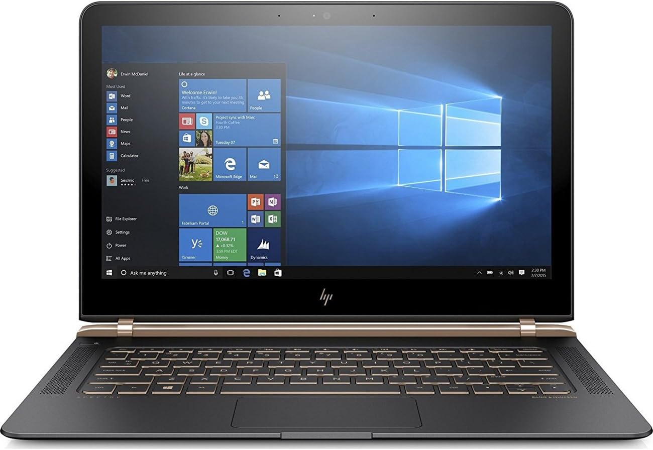 HP Spectre 13-V111DX 13.3in FHD IPS Laptop - Intel Core i7-7500U, 256GB SSD, 8GB DDR3L, Windows 10 - Black/Copper (Renewed)